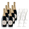 Champagne Laurent-Perrier La Cuvée Brut 0,75l im Geschenkset ( 6 Flaschen mit Champagner 6 Champagnergläser)