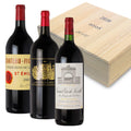 Figeac 2010, Palmer 2005, Leoville Las Cases 2000 Magnum Sammlerbox - 3 Flaschen Rotwein trocken (1,5 l) in limitierter Holzbox
