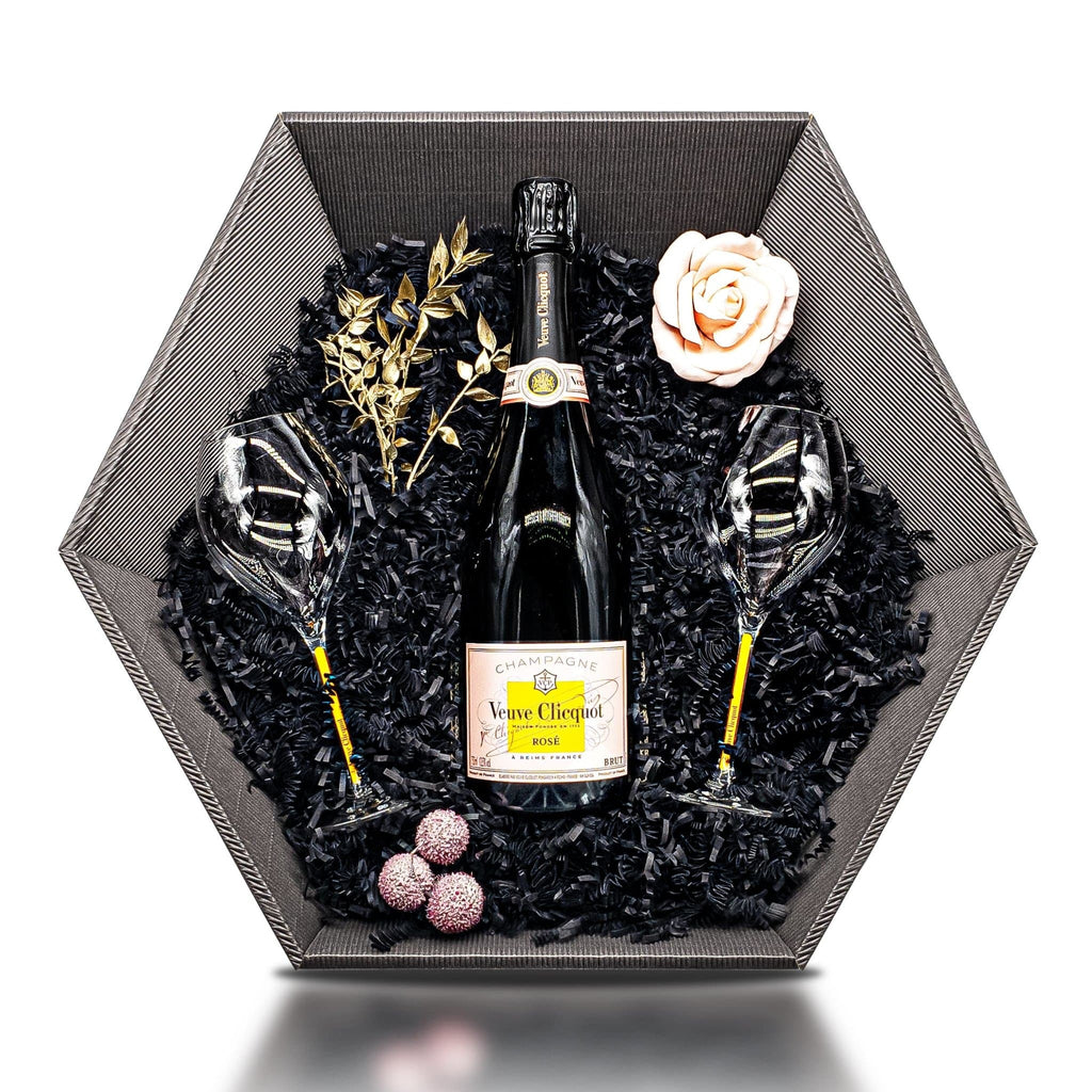 Amélie (Veuve Clicquot Rosé12% 0,75 l) Geschenkkorb Champagner & Gläser - Liwaldo