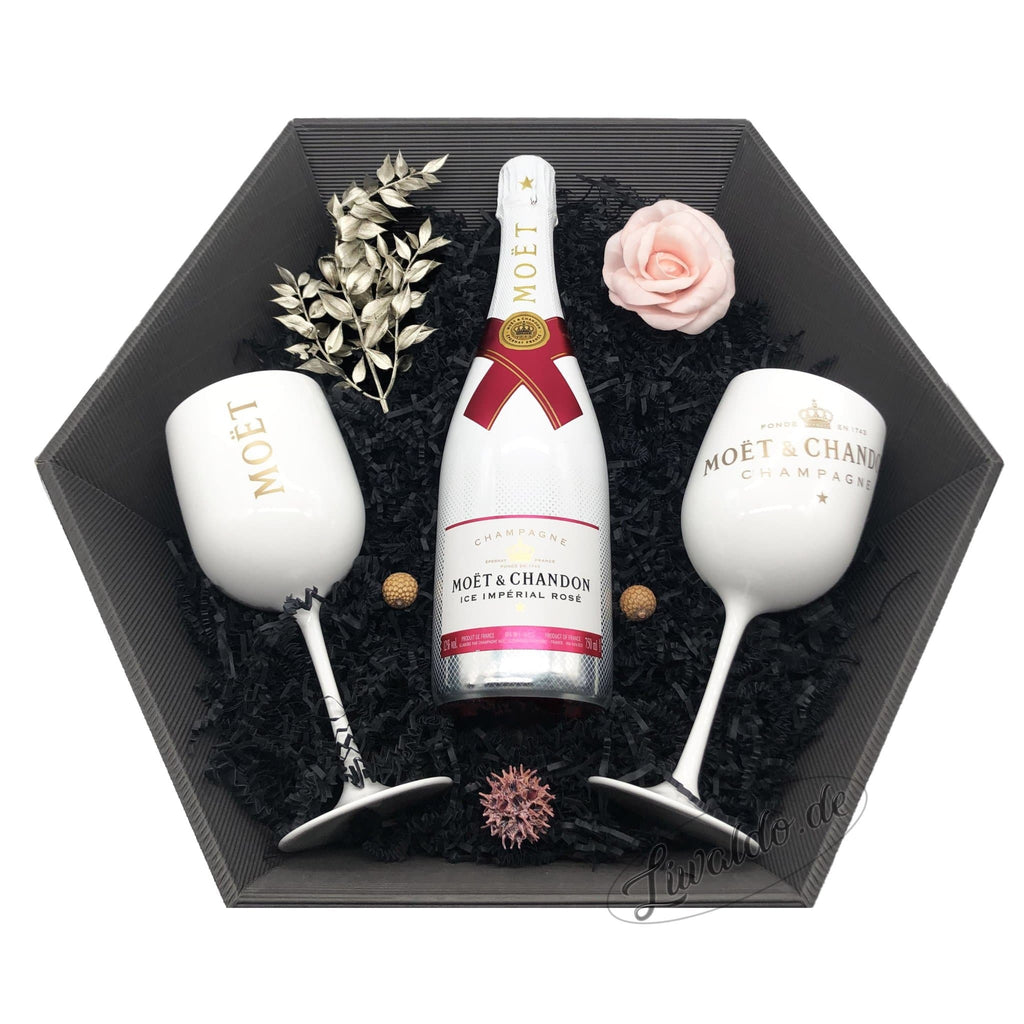 Cherry Rosé (Moët & Chandon Ice Impérial Rosé) Geschenkkorb Champagner & Moët Ice Becher LIMITIERT - Liwaldo