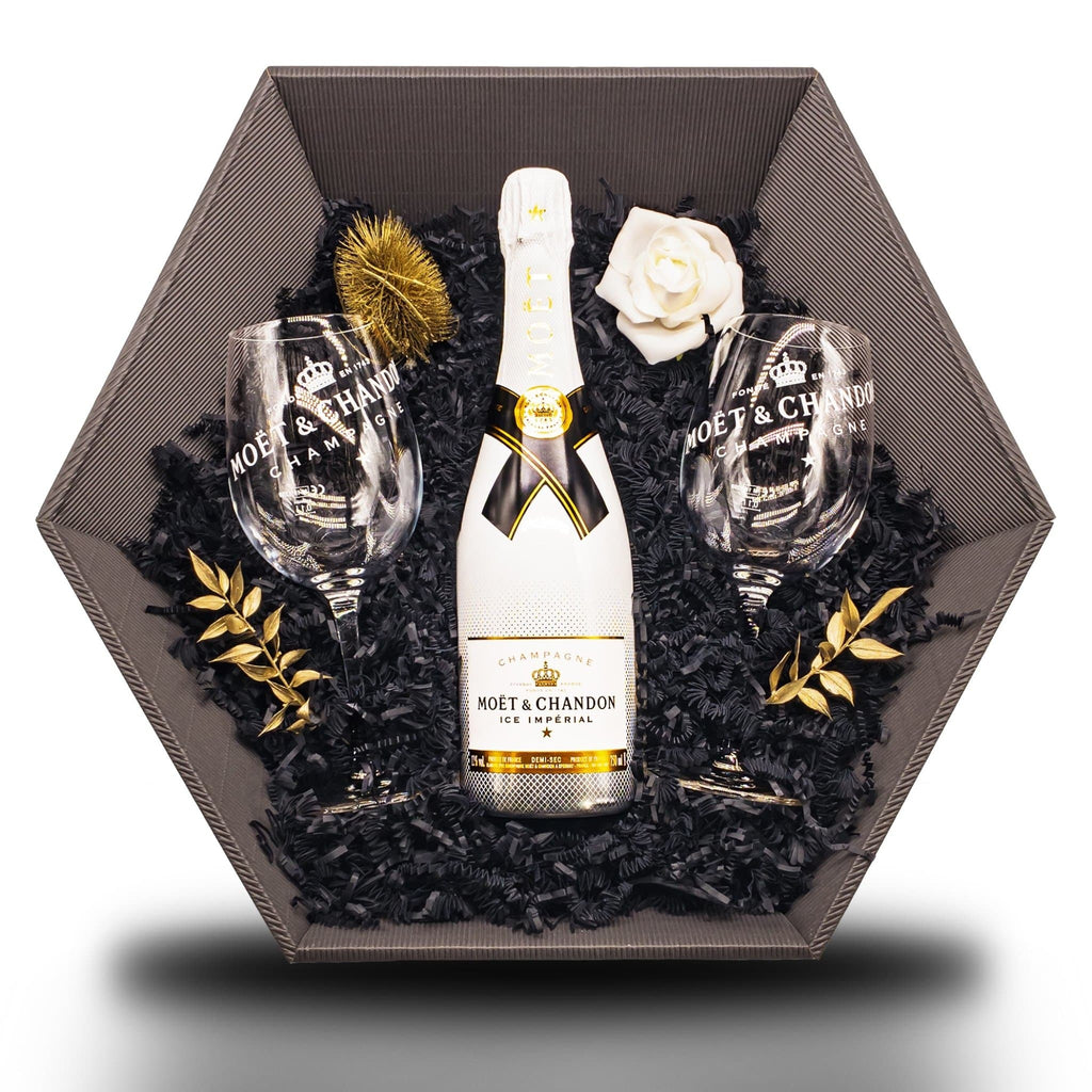 El Helado (Moët & Chandon Ice Impérial 12% 0,75 l) Geschenkkorb Champagner & Moët-Gläser LIMITIERT - Liwaldo