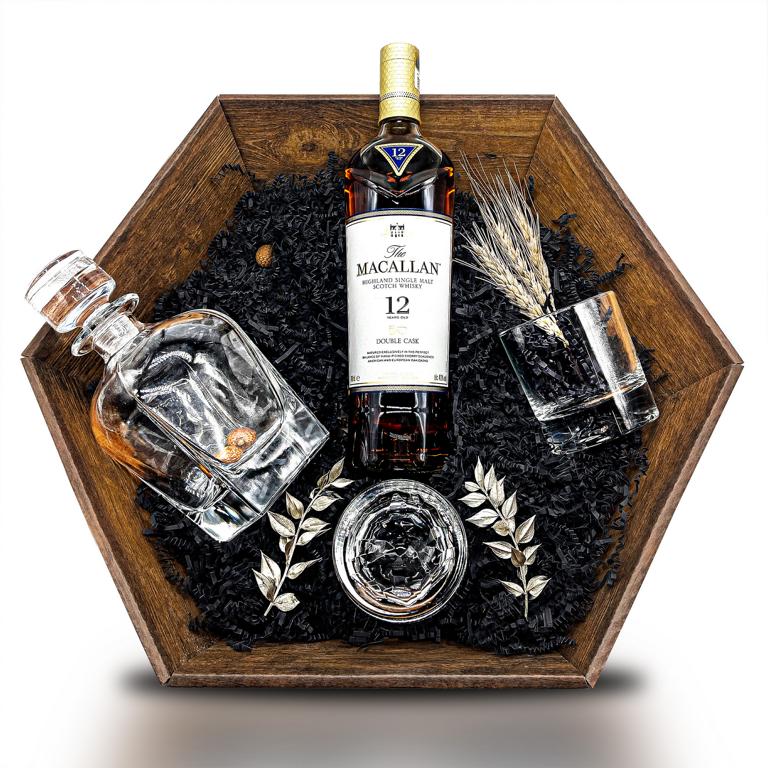 Geschenkset Whisky Macallan Highland Single Malt Scotch Double Cask 12 Jahre 40% 0,7 l inkl. Gläser - Liwaldo