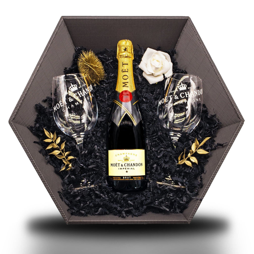 L'original (Moët & Chandon Impérial Brut 12% 0,75 l) Geschenkkorb Champagner & Moët-Gläser LIMITIERT - Liwaldo