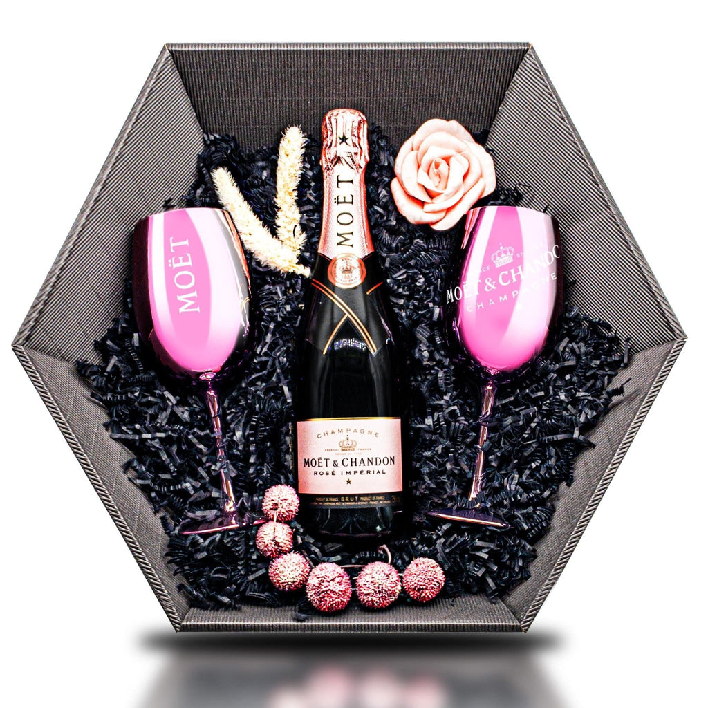 Rosé Classique Pink (Moët & Chandon Rosé 12% 0,75 l) Geschenkset Champagner & Moët Gläser LIMITIERT - Liwaldo