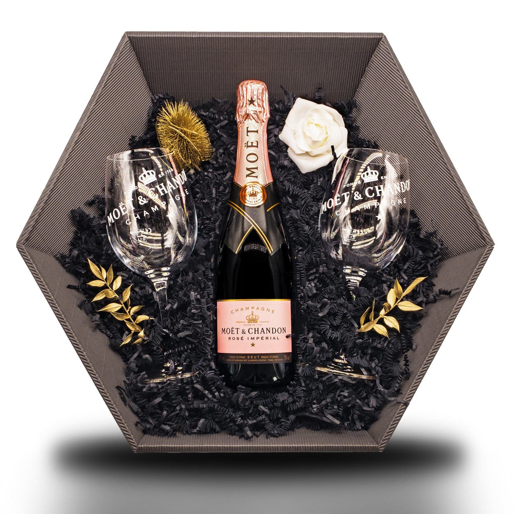 Rosé (Moët & Chandon Rosé 12% 0,75 l) Geschenkset Champagner & Moët Gläser LIMITIERT - Liwaldo