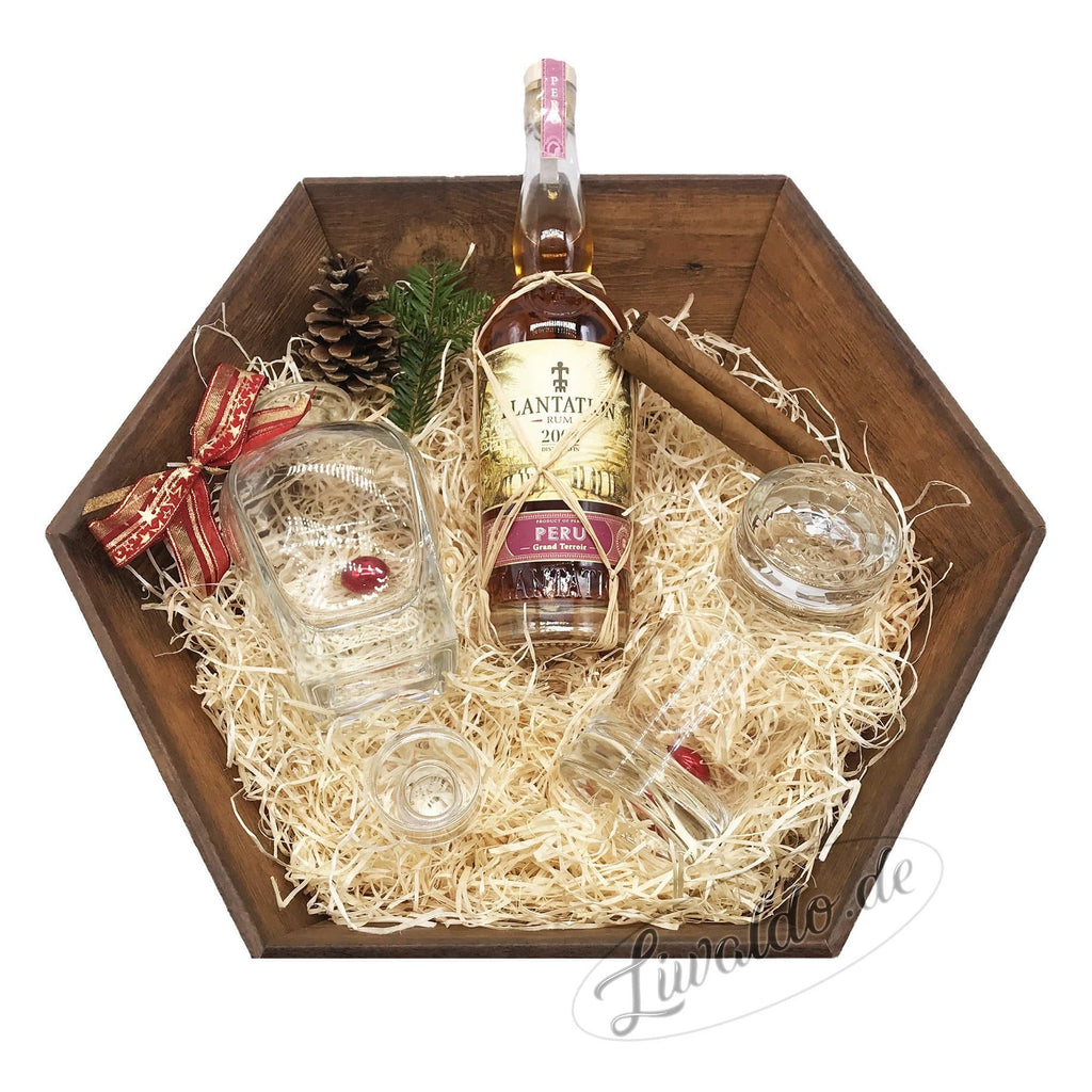 Snapper (Plantation Peru) Geschenkkorb Rum, Gläser & Zigarren - Liwaldo